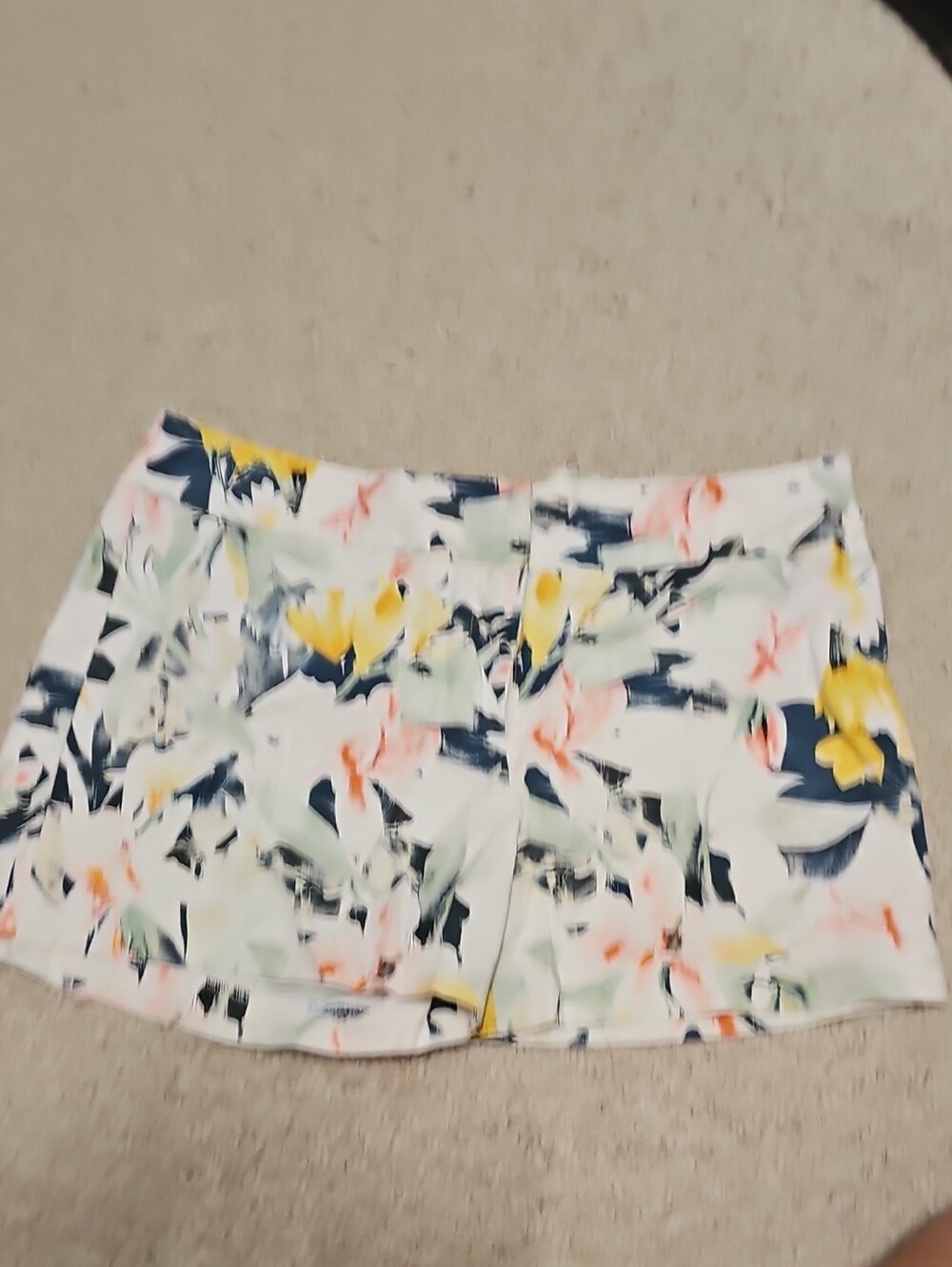 Floral Print White Summer Shorts